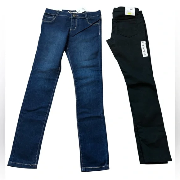 Crazy 8 Girl Jegging Adjustable Waist size 10, 2 pair, blue & black - Picture 3 of 3